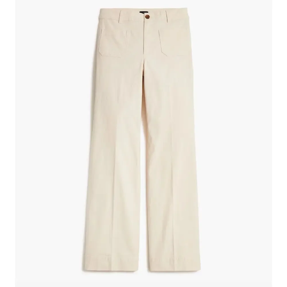 J.Crew Lizzie High Rise Patch Pocket Wide Leg Pant Classic Natural US 32 NWT